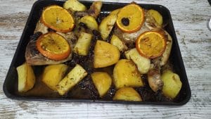muslos de pollo a la naranja