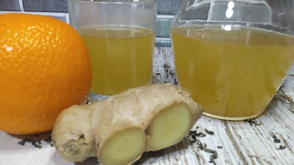 te verde con jengibre y naranja