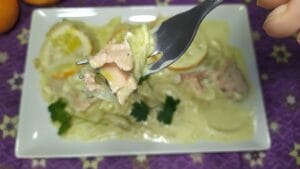 salmon con naranja y nata