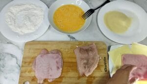 pechugas de pollo rellenas en freidora de aire. CORDON BLEU en airfryer