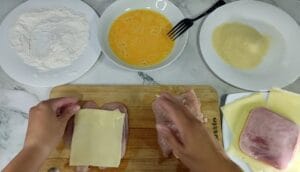 pechugas de pollo rellenas en freidora de aire. CORDON BLEU en airfryer