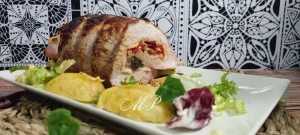 cinta de lomo de cerdo rellena en freidora de aire