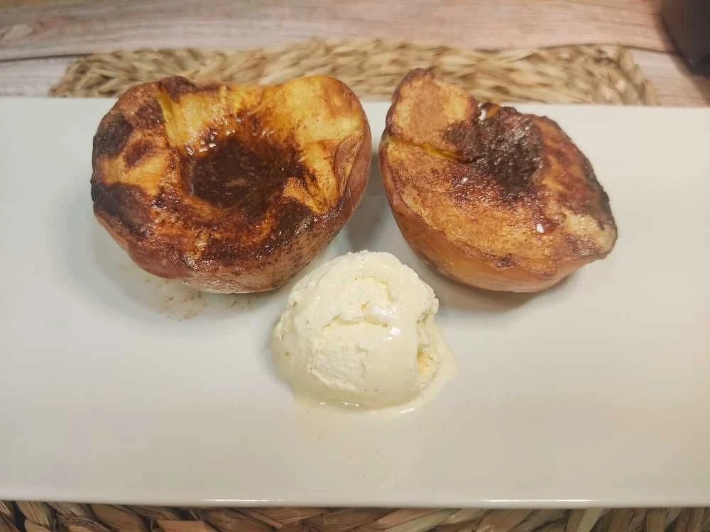 melocotones asados en freidora de aire